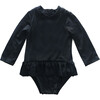 Goldie Ruffle Long Sleeve One Piece, Black - One Pieces - 1 - thumbnail