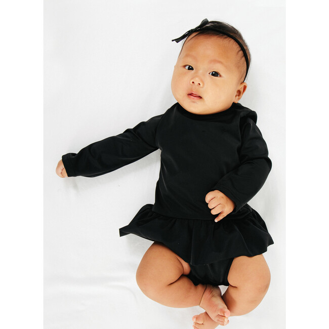 Goldie Ruffle Long Sleeve One Piece, Black - One Pieces - 2