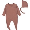Cotton Romper & Bonnet Bundle, Rosewood - Mixed Apparel Set - 1 - thumbnail