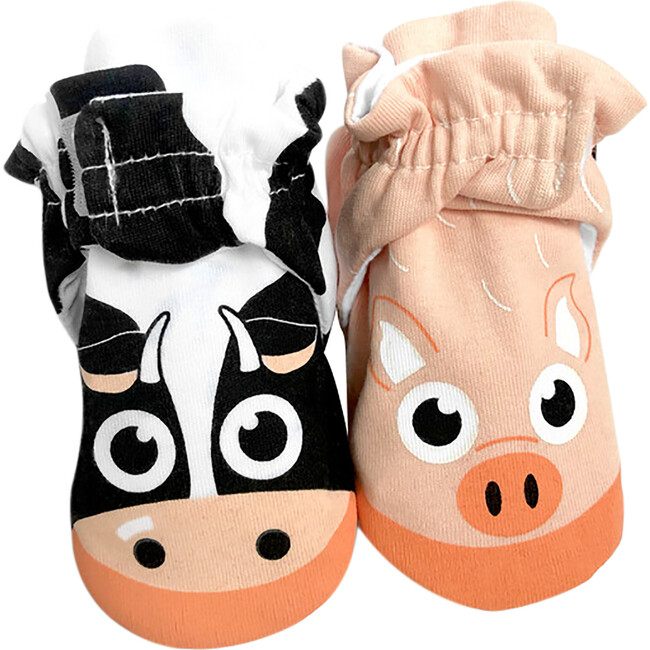 Calf & Piglet, Mismatched Baby Booties - Socks - 1