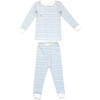 Printed Pajama Set, Blue Stripes - Pajamas - 1 - thumbnail