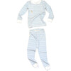 Printed Pajama Set, Blue Stripes - Pajamas - 8