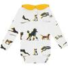 Organic Long Sleeve Collared Bodysuit, Dog Print - Onesies - 2