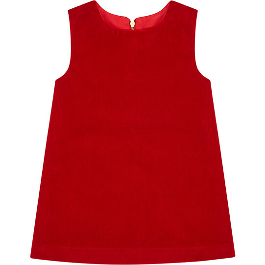 Organic Cotton Velvet Dress, Red - Dresses - 1