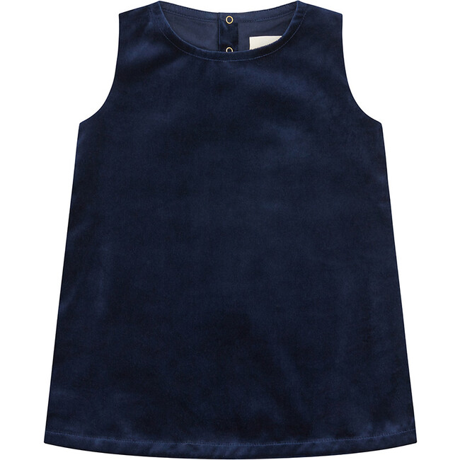 Organic Cotton Velvet Dress, Navy Blue - Dresses - 1 - zoom
