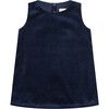 Organic Cotton Velvet Dress, Navy Blue - Dresses - 1 - thumbnail