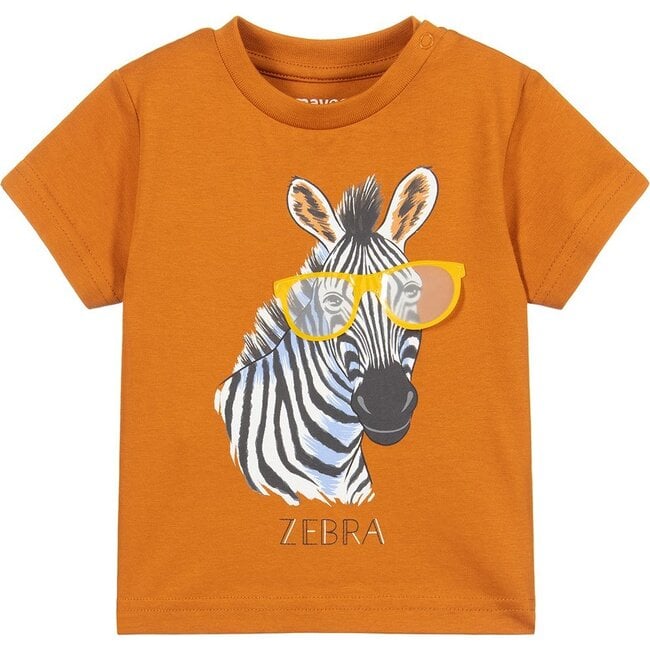 Zebra Graphic T-Shirt, Orange - Tees - 1
