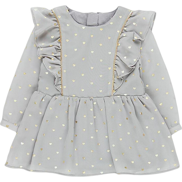 Boboli Chiffon Heart Dress- Brown/White