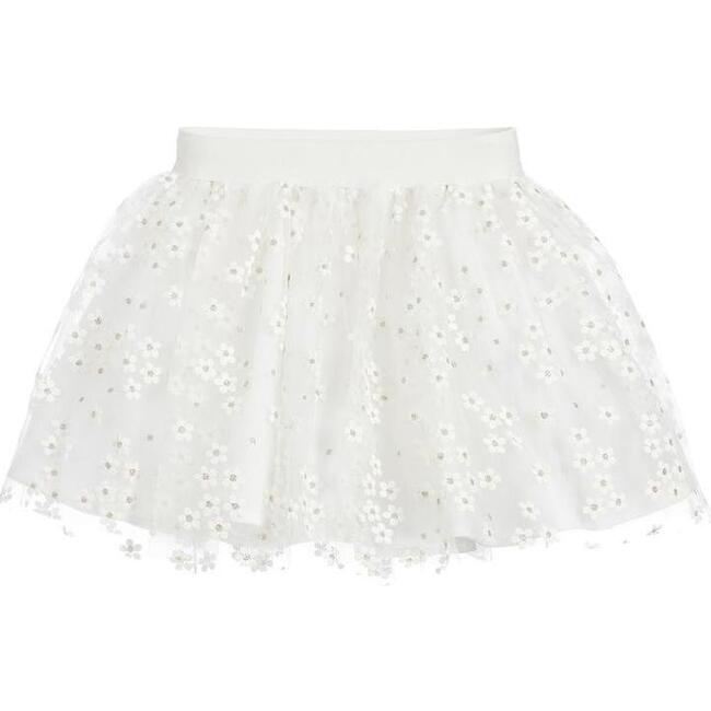 Tulle Flower Skirt, White - Skirts - 1