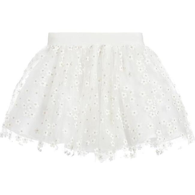 Tulle Flower Skirt, White - Skirts - 2