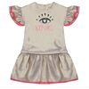Twill Iconic Eyes Dress, Gold - Dresses - 1 - thumbnail