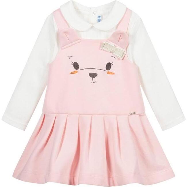 Teddy Pinafore Dress, Pink - Dresses - 1
