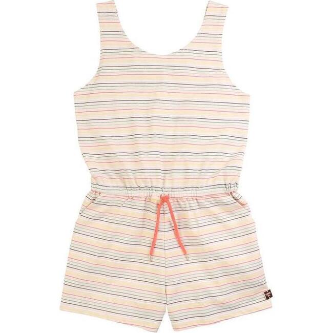 Striped Romper, Pale Pink - Rompers - 1