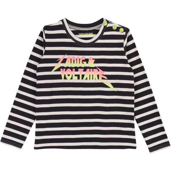 Striped Logo T-Shirt, Navy - Tees - 1