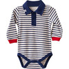 Striped Bodysuit, Navy - Onesies - 1 - thumbnail