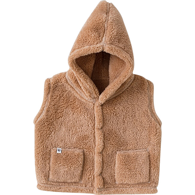 Soft Fluffy Vest, Brown - Vests - 1
