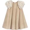 Shoulder Ruffle Dress, Beige - Dresses - 1 - thumbnail