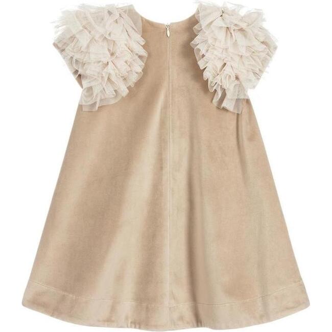 Shoulder Ruffle Dress, Beige - Dresses - 2