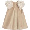 Shoulder Ruffle Dress, Beige - Dresses - 2