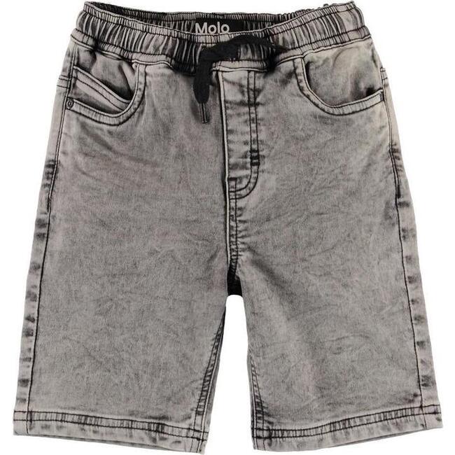 Stonewash Denim Shorts, Gray - Shorts - 1