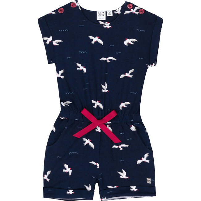 Seagull Romper, Navy - Rompers - 1