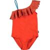 Red Net Swimsuit, Coral - One Pieces - 1 - thumbnail