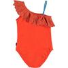 Red Net Swimsuit, Coral - One Pieces - 2
