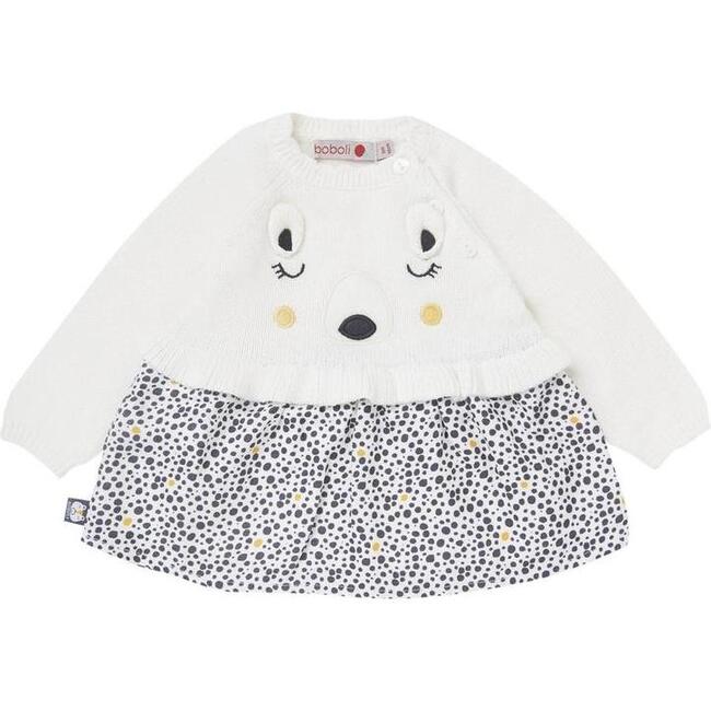 Polar Bear Knit Dress, Cream