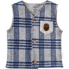 Plaid Pocket Vest, Navy - Vests - 1 - thumbnail