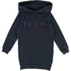 Rock Hooded Sweatshirt Dress, Navy - Dresses - 1 - thumbnail