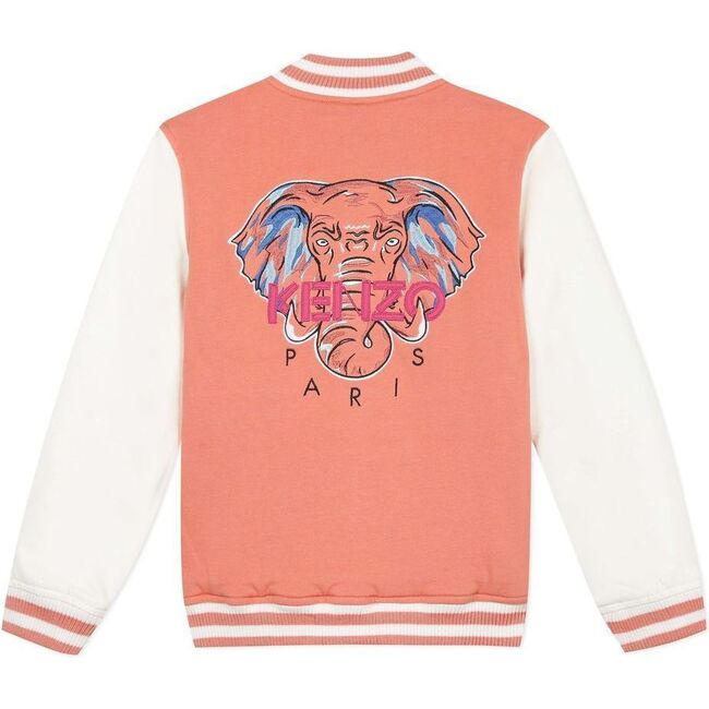 Peach Elephant Varsity Jacket, Orange - Jackets - 2