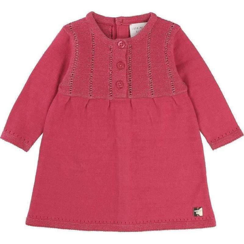 Fancy Knitted Dress, Fuchsia - Dresses - 1
