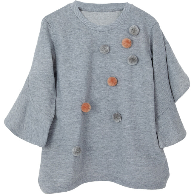 Pom Pom Dress, Gray - Dresses - 1