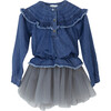 Denim Tutu Dress, Blue - Dresses - 1 - thumbnail