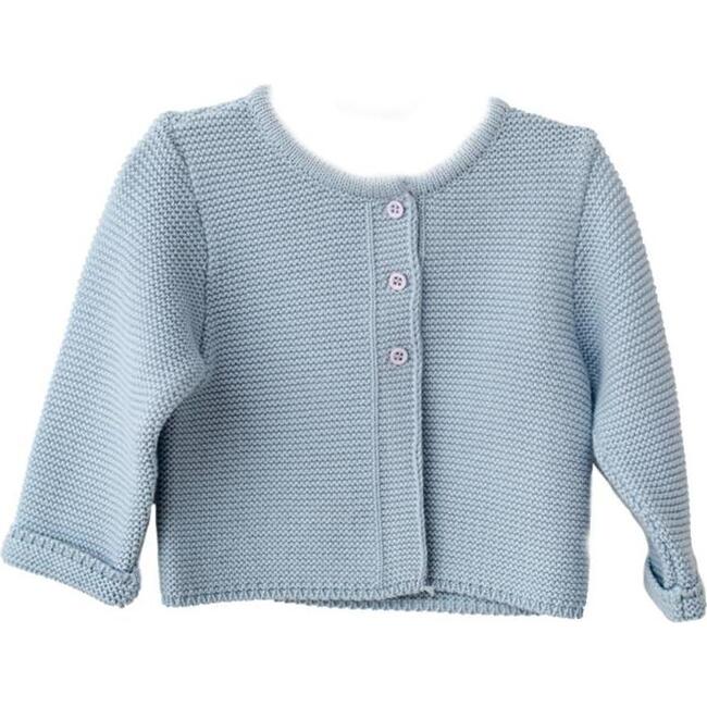Knitted Cardigan, Pale Blue - Sweaters - 1