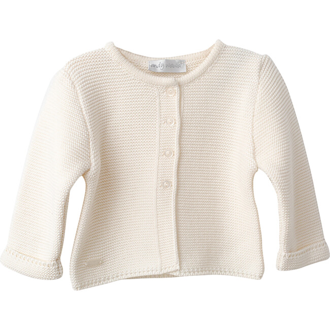 Knitted Cardigan, Cream - Sweaters - 1