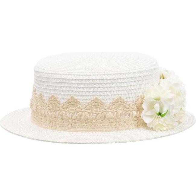 Guipur Flower Hat, Ivory - Hats - 1
