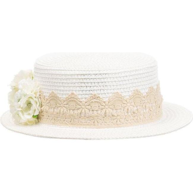 Guipur Flower Hat, Ivory - Hats - 2
