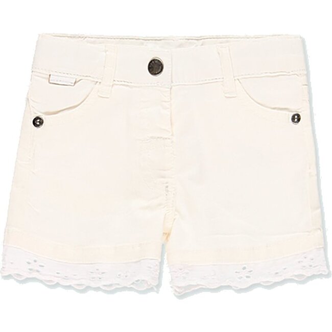 Lace Denim Shorts, White