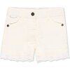 Lace Denim Shorts, White - Shorts - 1 - thumbnail