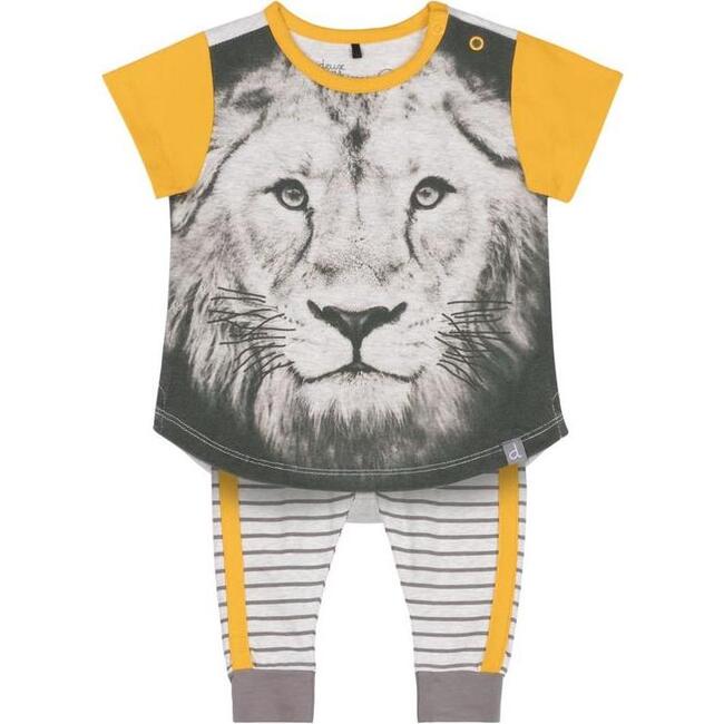 Graphic Lion T-Shirt & Jogger Set, Gray - Mixed Apparel Set - 1