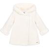 Fleece Hooded Coat, White - Jackets - 1 - thumbnail