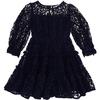 Flared Lace Dress, Navy - Dresses - 1 - thumbnail
