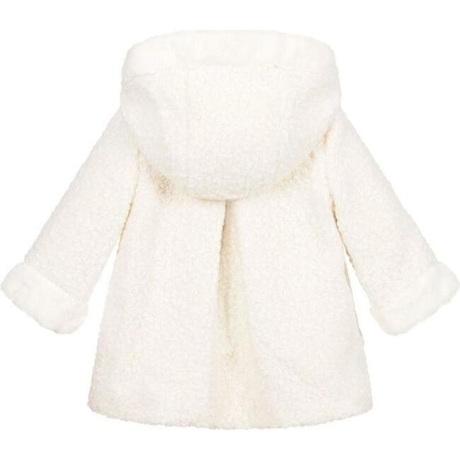 Fleece Hooded Coat, White - Jackets - 2