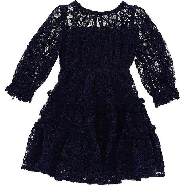 Flared Lace Dress, Navy