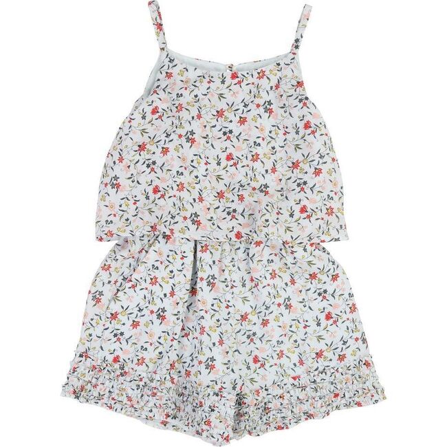 Floral Romper, Blue - Rompers - 1
