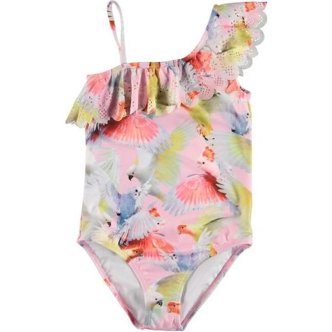 Cockatoos Net Swimsuit, Pink - One Pieces - 1
