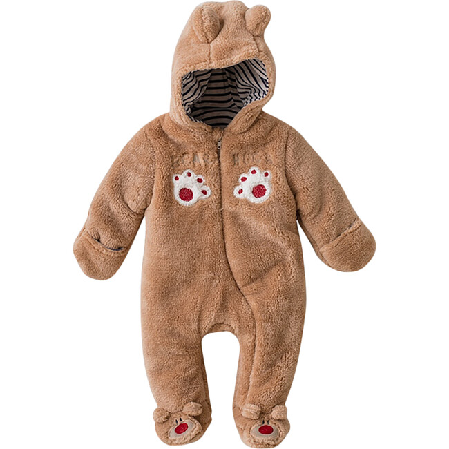 Bear Paws Bodysuit, Tan - Onesies - 1