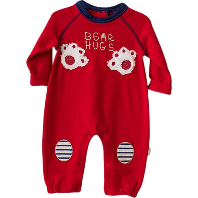 Bear Hugs Bodysuit, Red - Onesies - 1