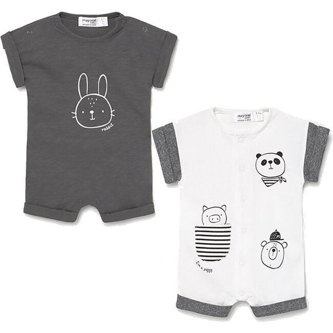 Charcoal Bodysuit Set, Gray - Onesies - 1